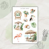 tropical summer sticker sheet