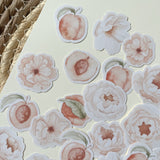 Floral peaches die cut sticker pocket, flower sticker, planner sticker, 24 pieces