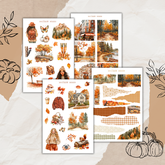 autumn walk in nature sticker sheet