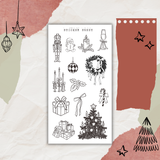 vintage christmas sketches sticker sheet bundle