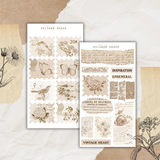 vintage botanicals stamp and paper scraps sticker sheet bundle