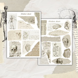 vintage anatomy torn paper sticker sheet