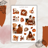 dark cozy autumn sticker sheets