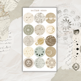 vintage astronomy paper scraps and dot sticker sheet