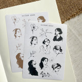 black and brown girl sketches sticker sheet,