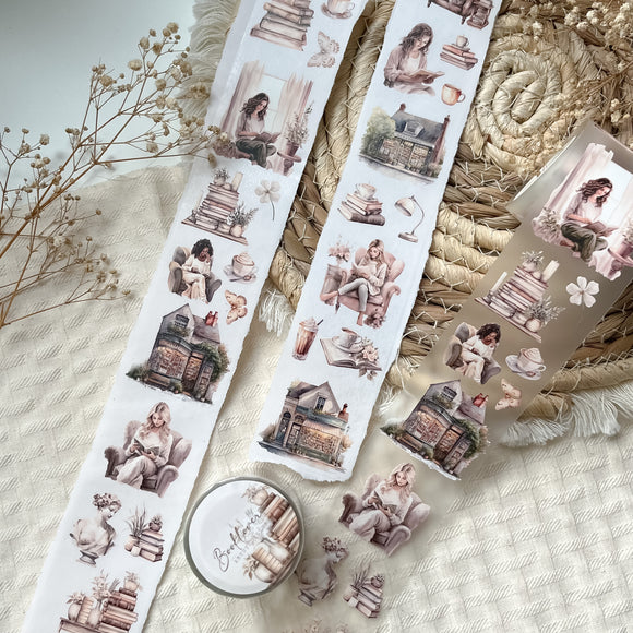 booklover pet tape, bookstore, reading and girls pet tape for journal, planner, stationery