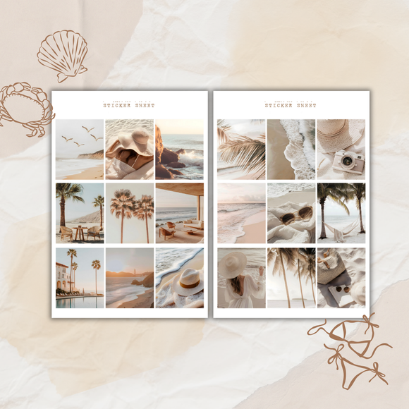 beach day  pictures sticker sheet