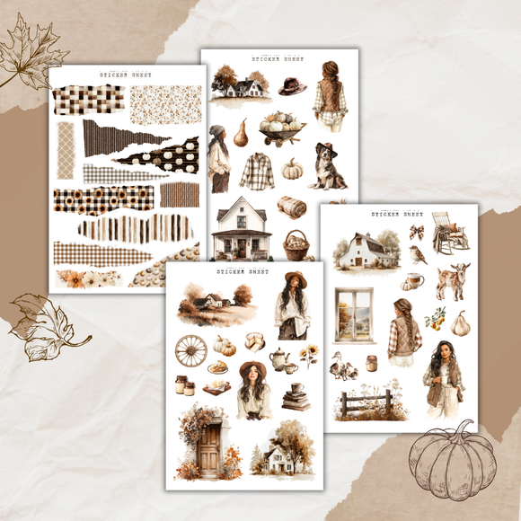 autumn farmhouse sticker sheet bundle