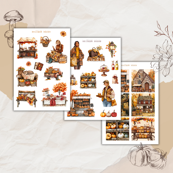 autumn farmers market sticker sheet