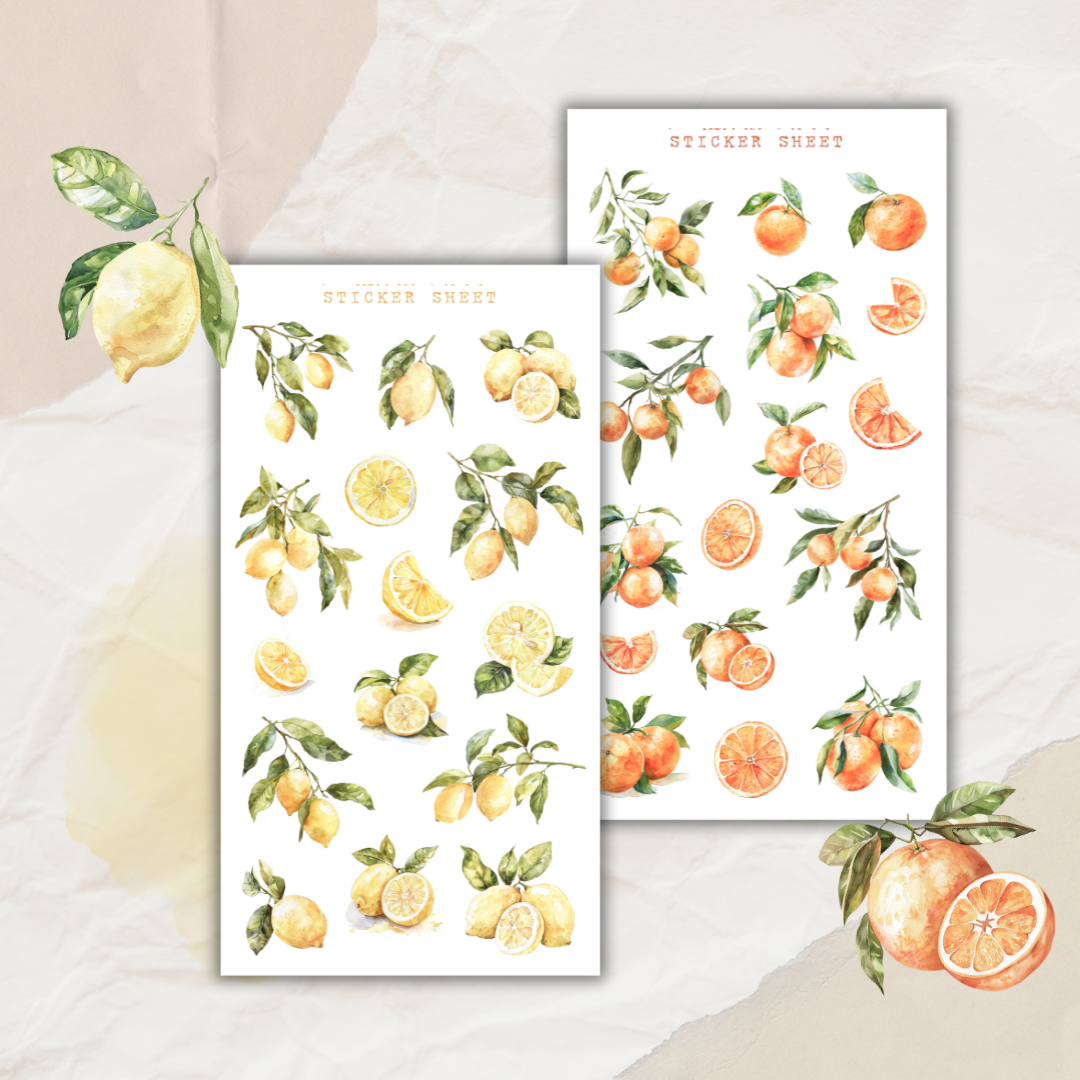 orange and lemon sticker sheets – ArtStudioLea