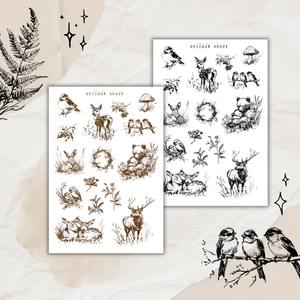 whimsical woodland sketches sticker sheet