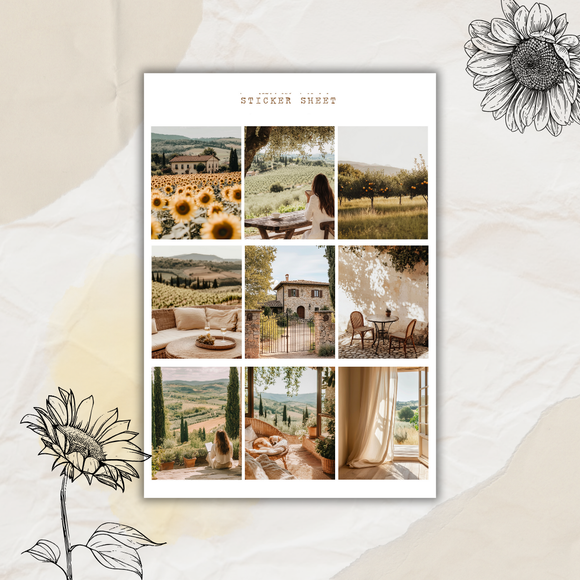 Tuscany pictures sticker sheet