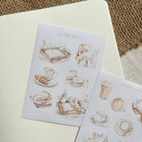 Coffee and breakfast in bed sticker sheet