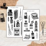 vintage office supplies sticker sheet bundle