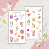 summer cocktails sticker sheet set