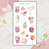 summer cocktails sticker sheet set