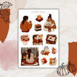dark cozy autumn sticker sheets