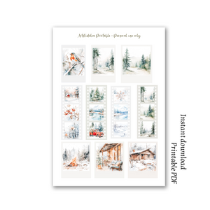 Frosty winter Polaroid A4 printable sticker sheet