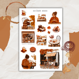 autumn cafe sticker sheet