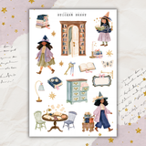 enchanted bookstore sticker sheet