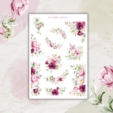 watercolor peonies sticker sheet bundle