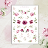 watercolor peonies sticker sheet bundle