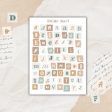 NEW colorful torn paper alphabet sticker sheet