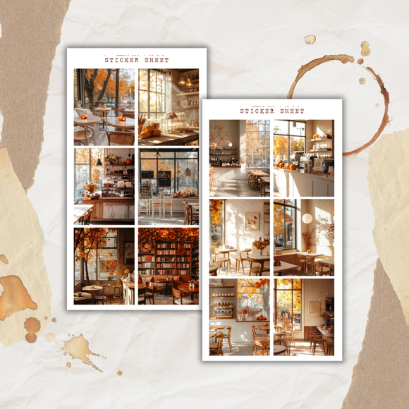 fall cafe picture sticker sheet