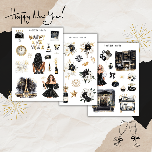 happy new years sticker sheet bundle