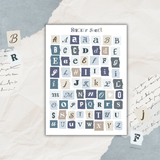 NEW colorful torn paper alphabet sticker sheet