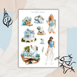 blue summer sticker sheet bundle