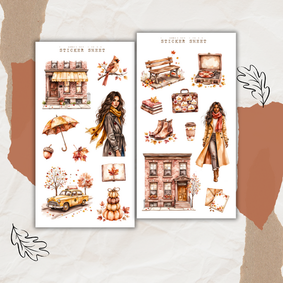 autumn in NYC sticker sheet