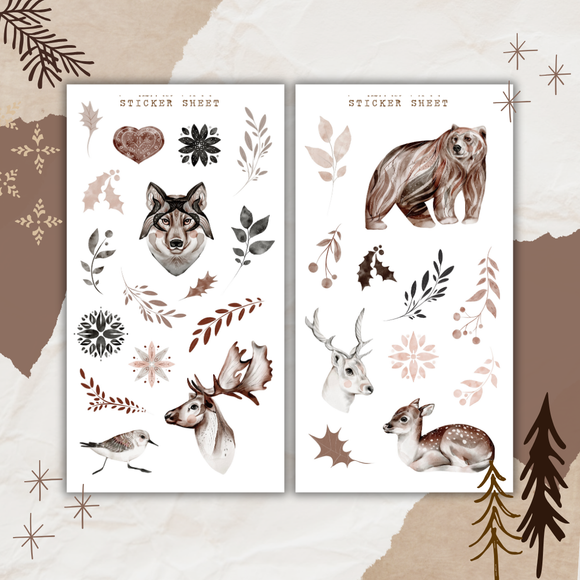 neutral winter forest sticker sheet bundle