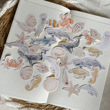 Marine animals die cut sticker pocket