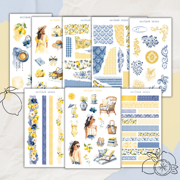 French lemon sticker sheet bundle