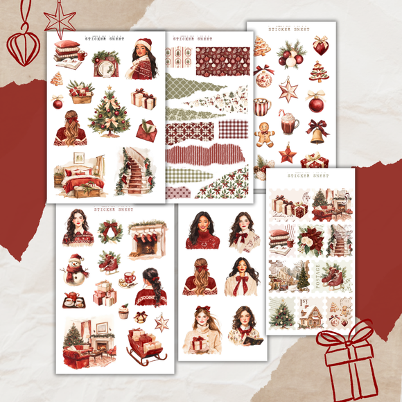 festive xmas sticker sheet bundle