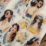 French lemon die cut girls sticker