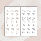 weekdays lettered sticker sheet