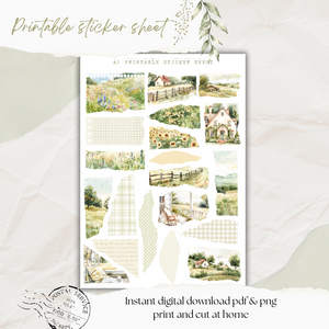A5 countryside paper scraps sticker printable