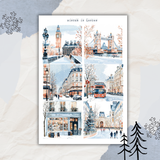winter in London picture sticker sheet bundle