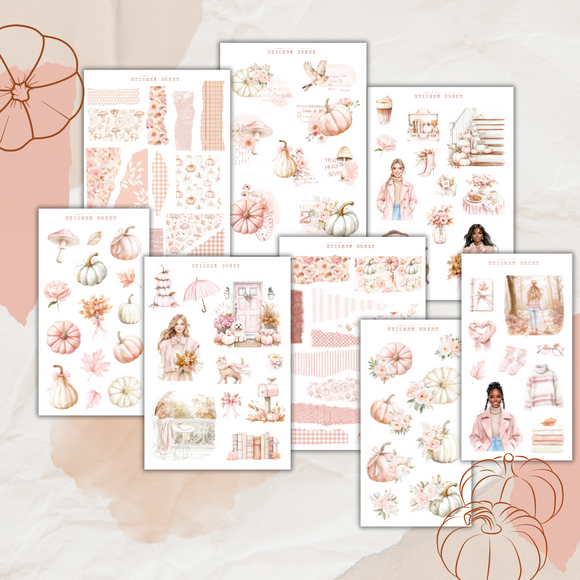 falling pretty in pink sticker sheet bundle