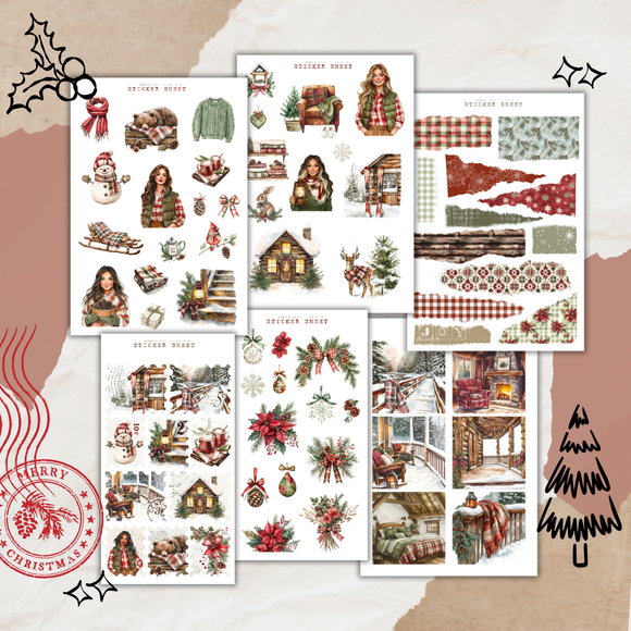 winter cottage sticker sheet bundle
