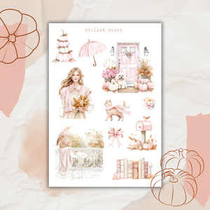 falling pretty in pink sticker sheet bundle