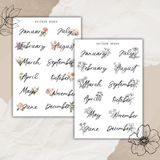 floral month sticker sheet bundle