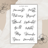 floral month sticker sheet bundle