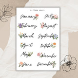 floral month sticker sheet bundle