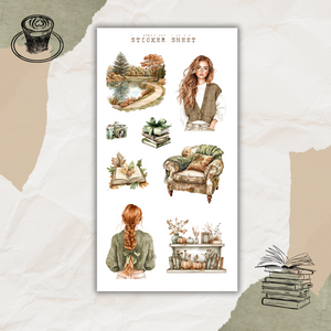 falling for books sticker sheet