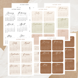 2026 mini calendar sticker sheet