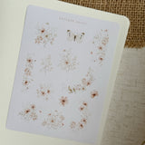 soft blush pink flower sticker sheet