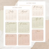 2026 mini calendar sticker sheet